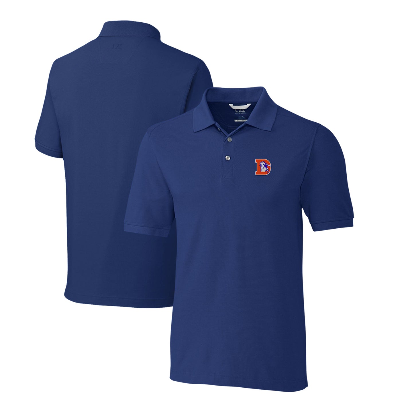 Men's Cutter & Buck Royal Denver Broncos Advantage Tri-Blend Pique Throwback Polo