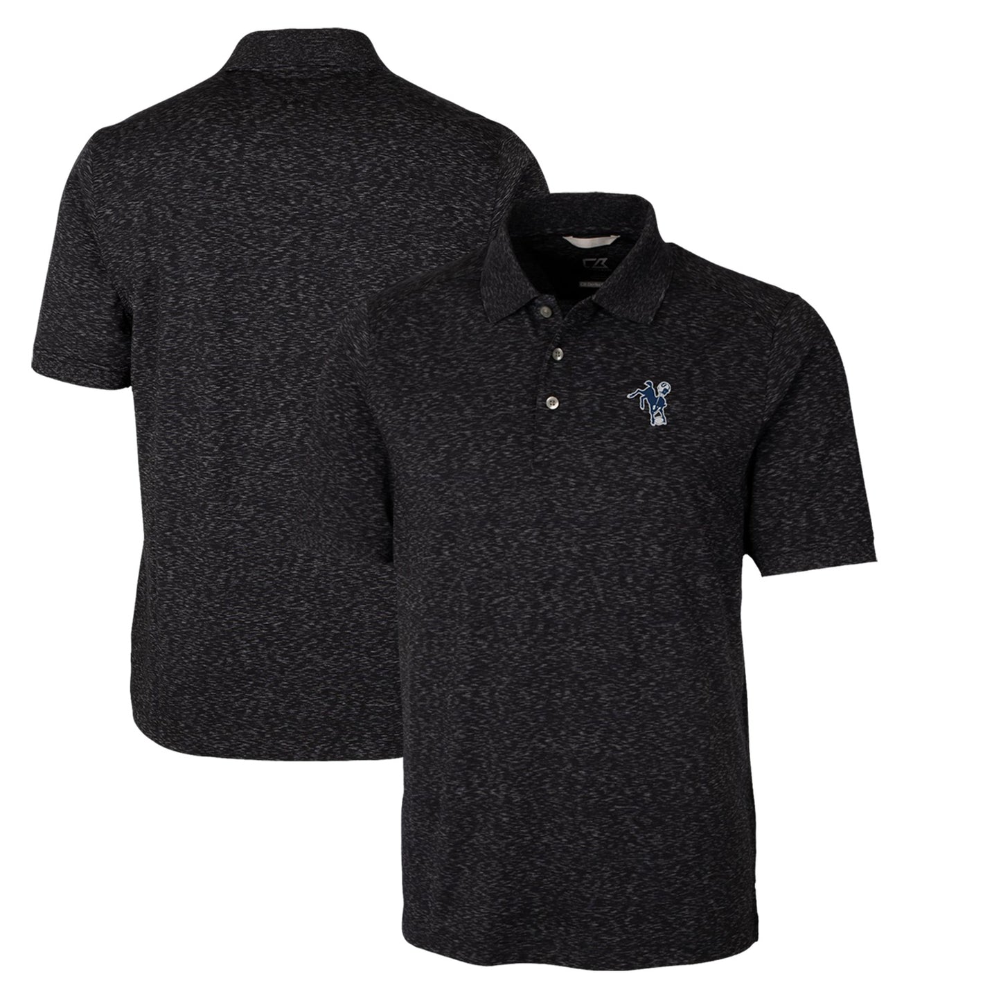 Men's Cutter & Buck Black Indianapolis Colts Advantage Tri-Blend Space Dye Throwback Polo