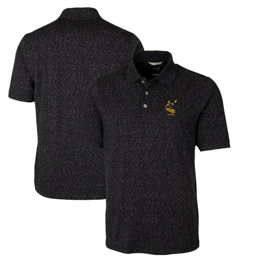 Men's Cutter & Buck Black Pittsburgh Steelers Advantage Tri-Blend Space Dye Throwback Polo