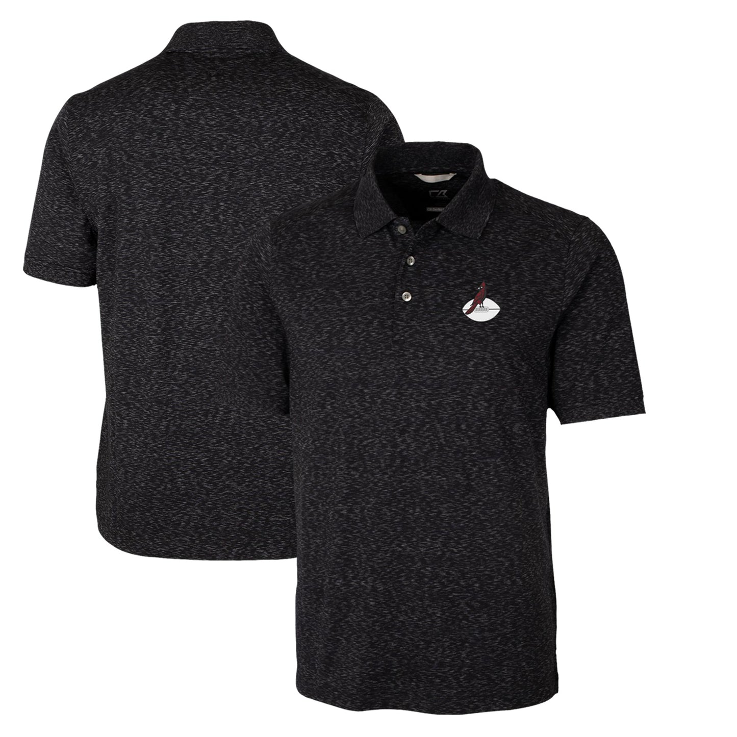 Men's Cutter & Buck Black Arizona Cardinals Advantage Tri-Blend Space Dye Throwback Polo