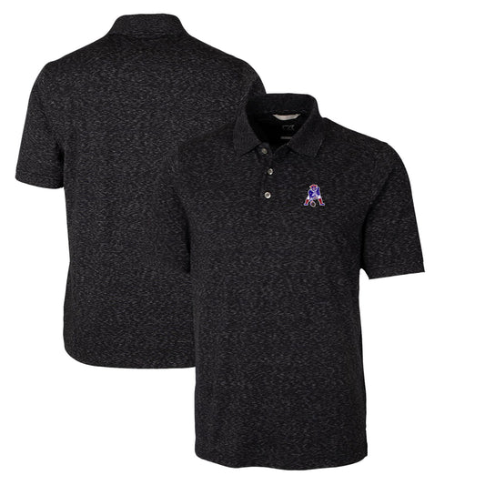 Men's Cutter & Buck Black New England Patriots Advantage Tri-Blend Space Dye Throwback Polo