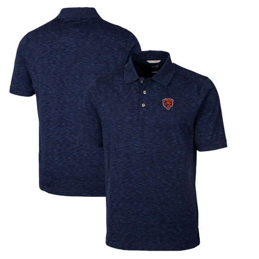 Men's Cutter & Buck Navy Chicago Bears Advantage Tri-Blend Space Dye Throwback Polo