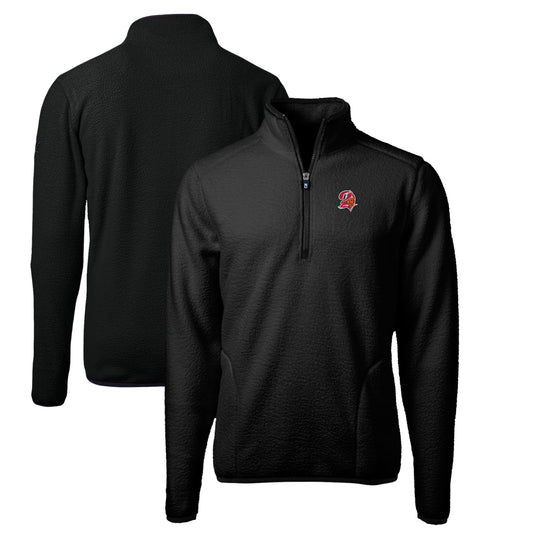 Men's Cutter & Buck Black Tampa Bay Buccaneers Throwback Eco Sherpa Fleece Quarter-Zip Pullover Jacket