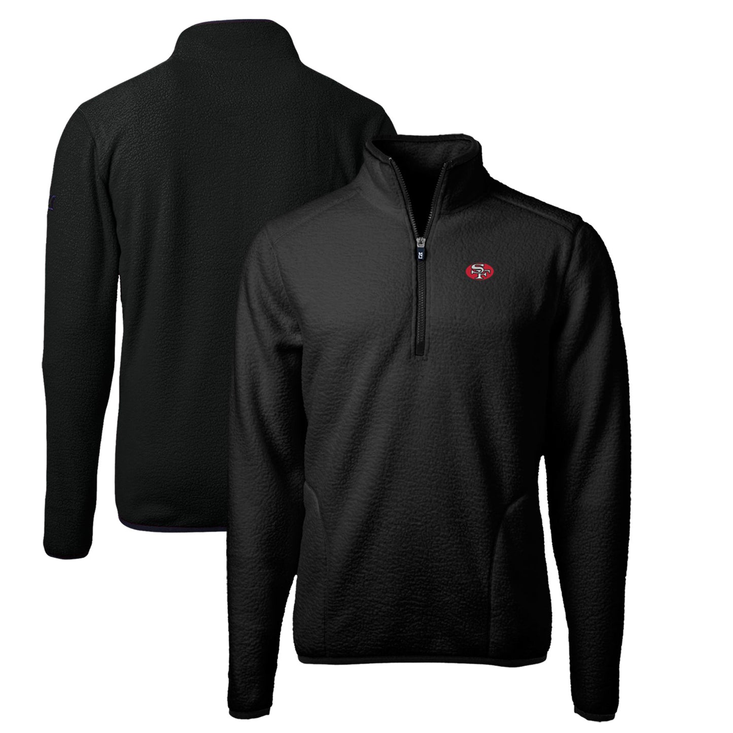 Men's Cutter & Buck Black San Francisco 49ers Throwback Eco Sherpa Fleece Quarter-Zip Pullover Jacket
