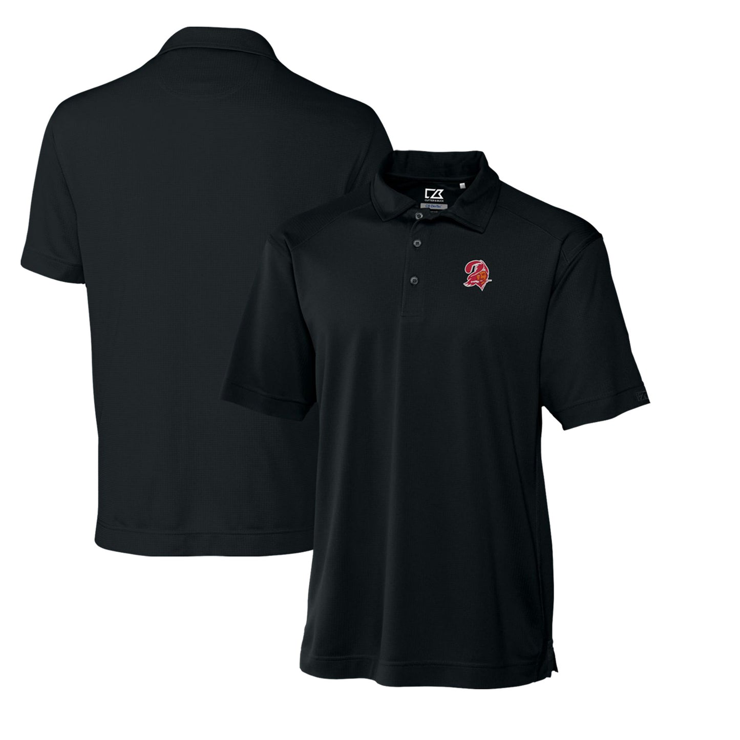 Men's Cutter & Buck Black Tampa Bay Buccaneers Throwback Logo DryTec Genre Textured Solid Polo