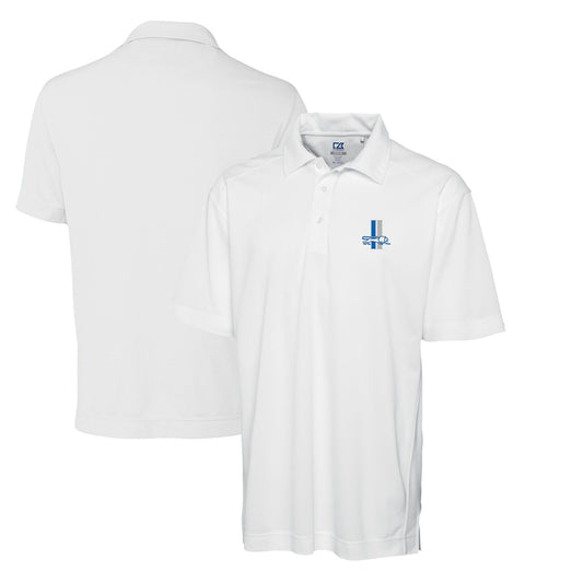 Men's Cutter & Buck White Detroit Lions Throwback Logo DryTec Genre Textured Solid Polo