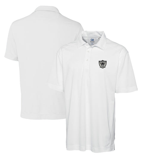 Men's Cutter & Buck White Las Vegas Raiders Throwback Logo DryTec Genre Textured Solid Polo