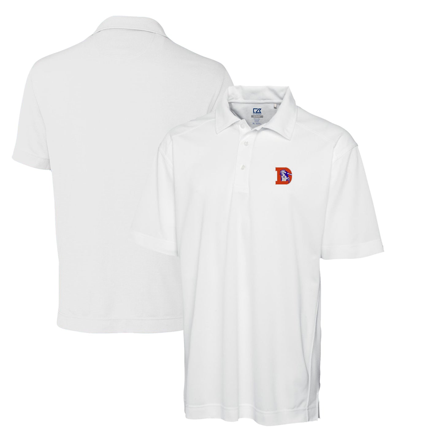 Men's Cutter & Buck White Denver Broncos Throwback Logo DryTec Genre Textured Solid Polo
