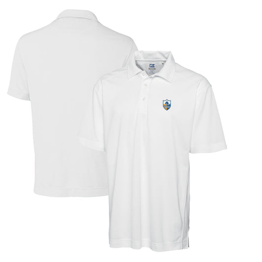 Men's Cutter & Buck White Los Angeles Chargers Throwback Logo DryTec Genre Textured Solid Polo