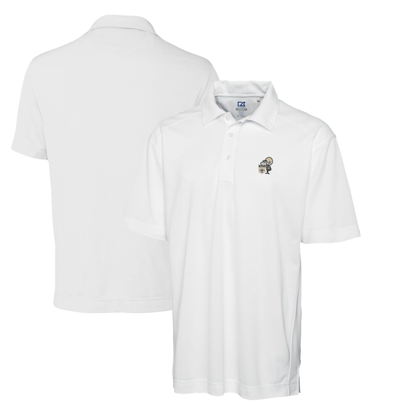 Men's Cutter & Buck White New Orleans Saints Throwback Logo DryTec Genre Textured Solid Polo