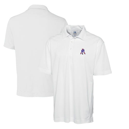 Men's Cutter & Buck White New England Patriots Throwback Logo DryTec Genre Textured Solid Polo