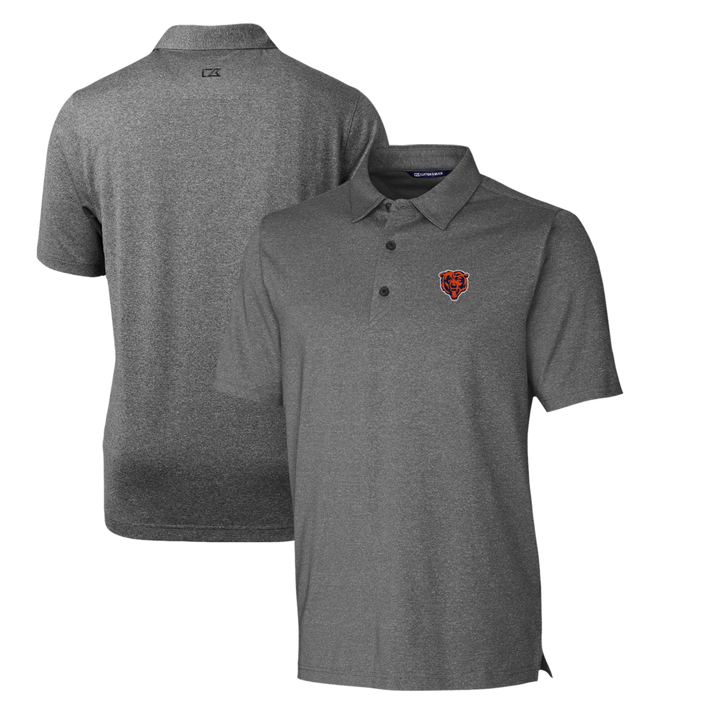 Men's Cutter & Buck Heather Charcoal Chicago Bears Throwback Logo Forge Heathered Stretch Polo