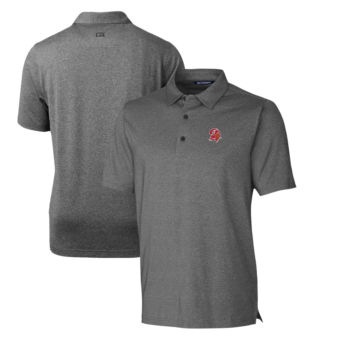 Men's Cutter & Buck Heather Charcoal Tampa Bay Buccaneers Throwback Logo Forge Heathered Stretch Polo