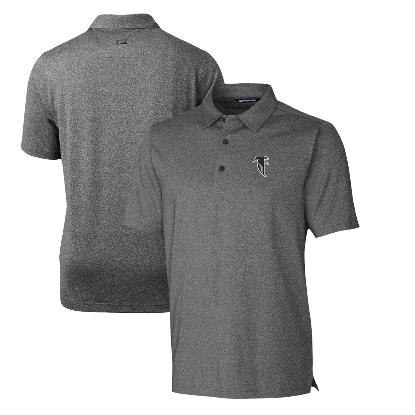 Men's Cutter & Buck Heather Charcoal Atlanta Falcons Throwback Logo Forge Heathered Stretch Polo