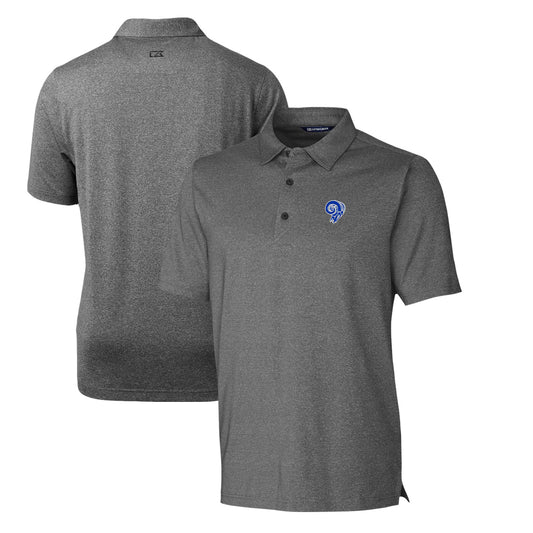 Men's Cutter & Buck Heather Charcoal Los Angeles Rams Throwback Logo Forge Heathered Stretch Polo