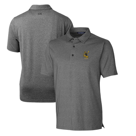 Men's Cutter & Buck Heather Charcoal Pittsburgh Steelers Throwback Logo Forge Heathered Stretch Polo