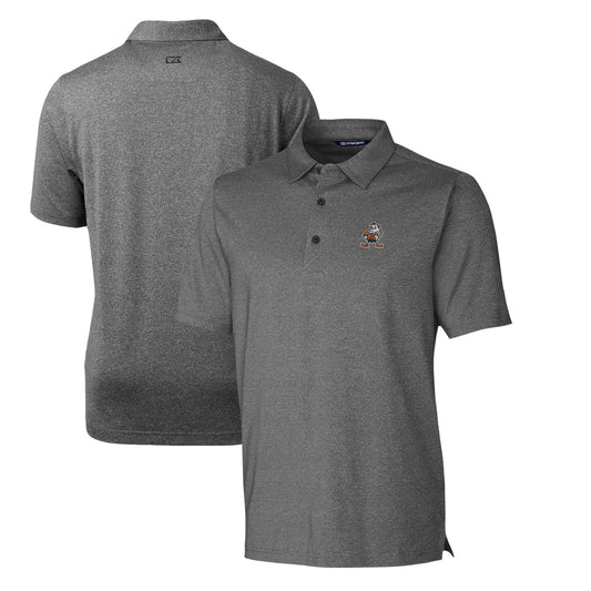 Men's Cutter & Buck Heather Charcoal Cleveland Browns Throwback Logo Forge Heathered Stretch Polo