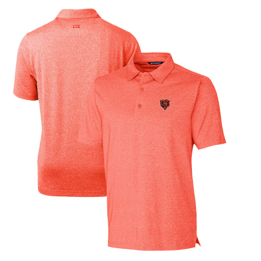 Men's Cutter & Buck Heather Orange Chicago Bears Throwback Logo Forge Heathered Stretch Polo