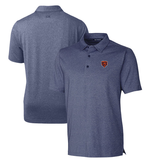 Men's Cutter & Buck Blue Chicago Bears Throwback Logo Forge Heathered Stretch Polo