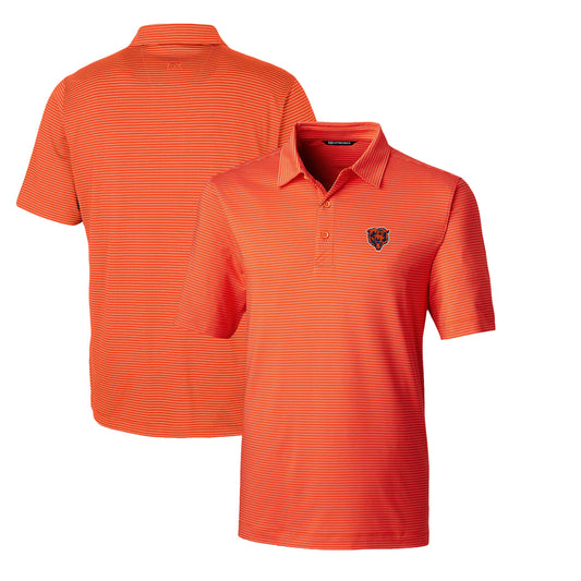 Men's Cutter & Buck Orange Chicago Bears Throwback Logo Forge Pencil Stripe Stretch Polo