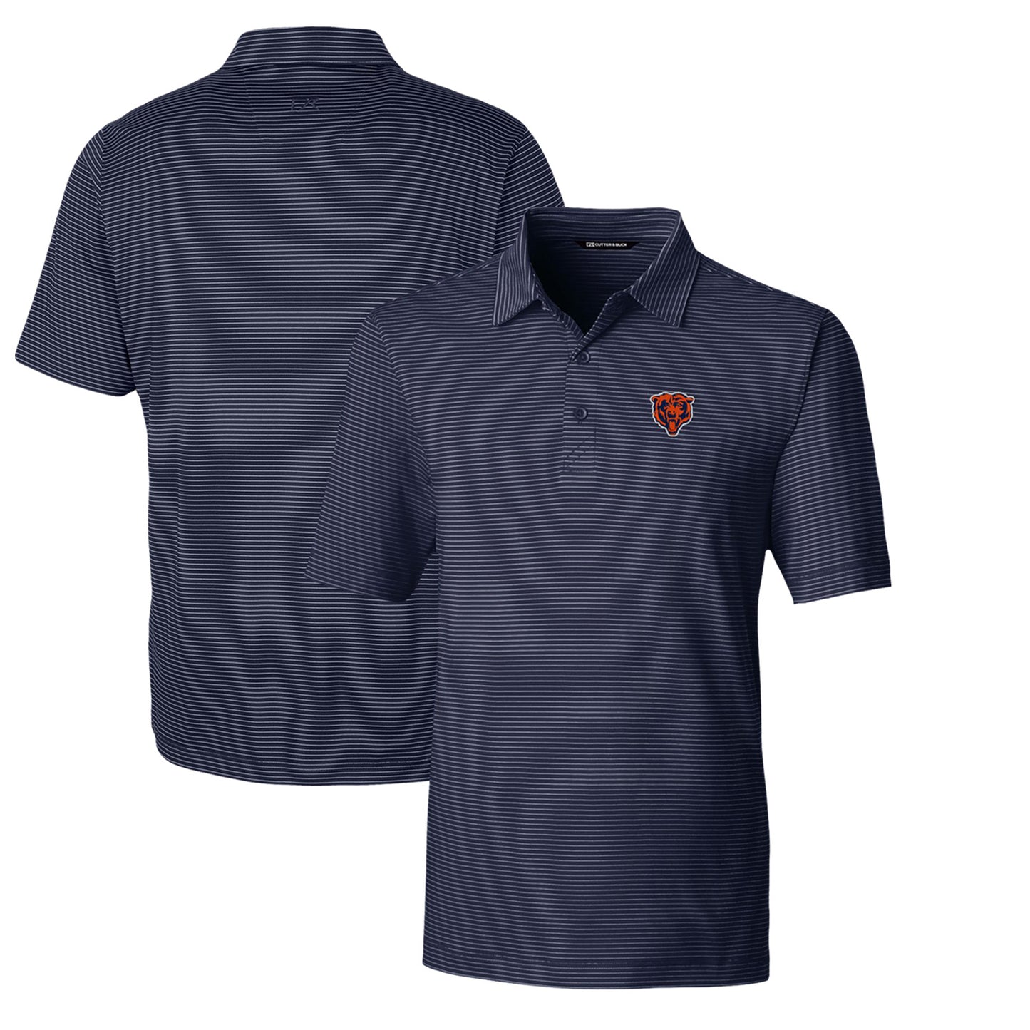 Men's Cutter & Buck Navy Chicago Bears Throwback Logo Forge Pencil Stripe Stretch Polo