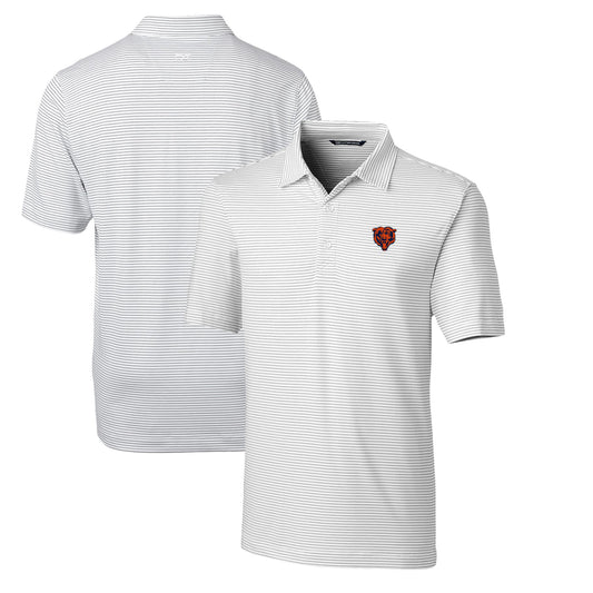 Men's Cutter & Buck White Chicago Bears Throwback Logo Forge Pencil Stripe Stretch Polo