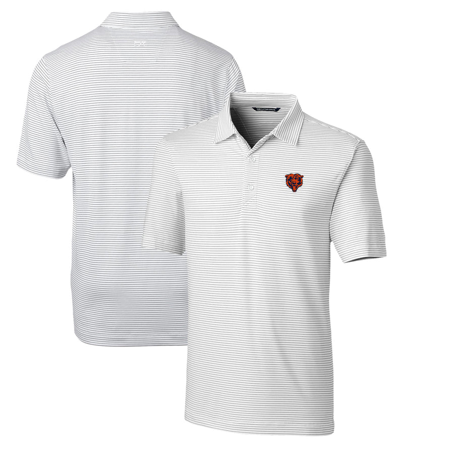 Men's Cutter & Buck White Chicago Bears Throwback Logo Forge Pencil Stripe Stretch Polo