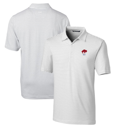 Men's Cutter & Buck White Buffalo Bills Throwback Logo Forge Pencil Stripe Stretch Polo