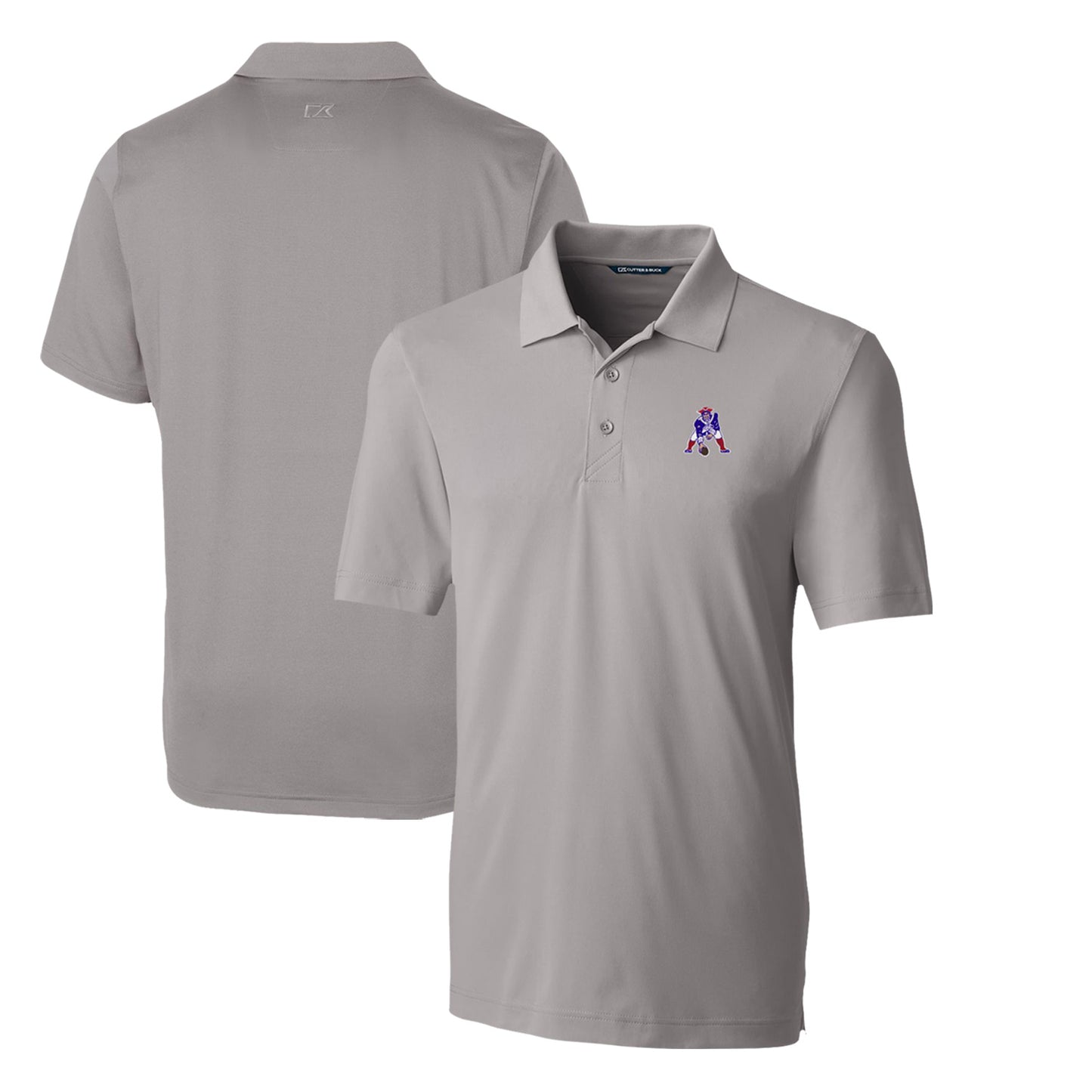 Men's Cutter & Buck Gray New England Patriots Throwback Logo Forge Stretch Polo