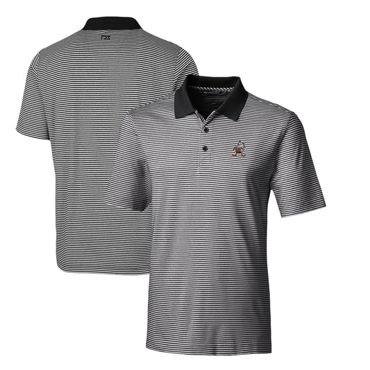 Men's Cutter & Buck Black Cleveland Browns Throwback Logo Forge Tonal Stripe Stretch Polo