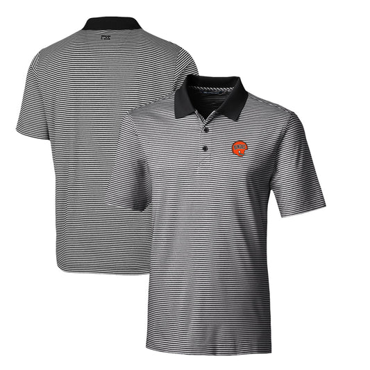 Men's Cutter & Buck Black Cincinnati Bengals Throwback Logo Forge Tonal Stripe Stretch Polo