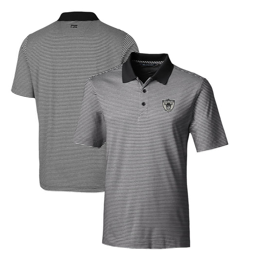 Men's Cutter & Buck Black Las Vegas Raiders Throwback Logo Forge Tonal Stripe Stretch Polo