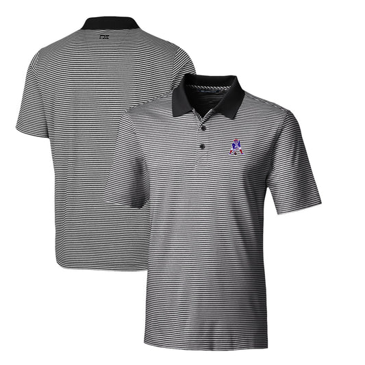 Men's Cutter & Buck Black New England Patriots Throwback Logo Forge Tonal Stripe Stretch Polo