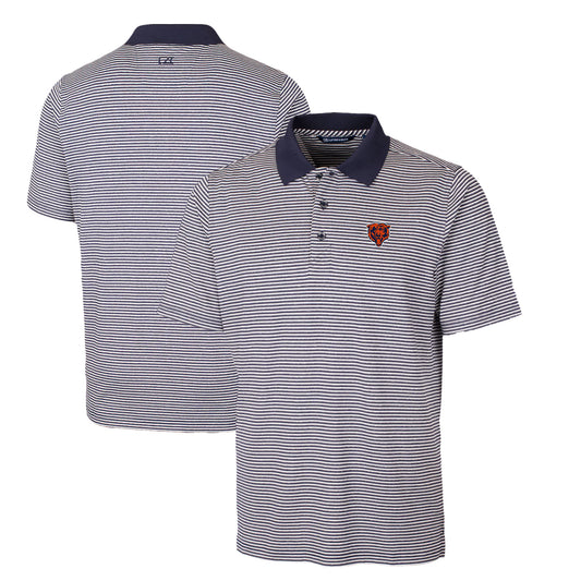 Men's Cutter & Buck Navy Chicago Bears Throwback Logo Forge Tonal Stripe Stretch Polo