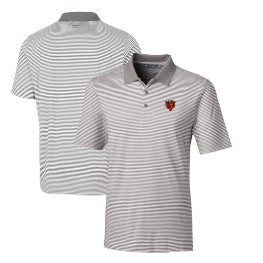 Men's Cutter & Buck Gray Chicago Bears Throwback Logo Forge Tonal Stripe Stretch Polo
