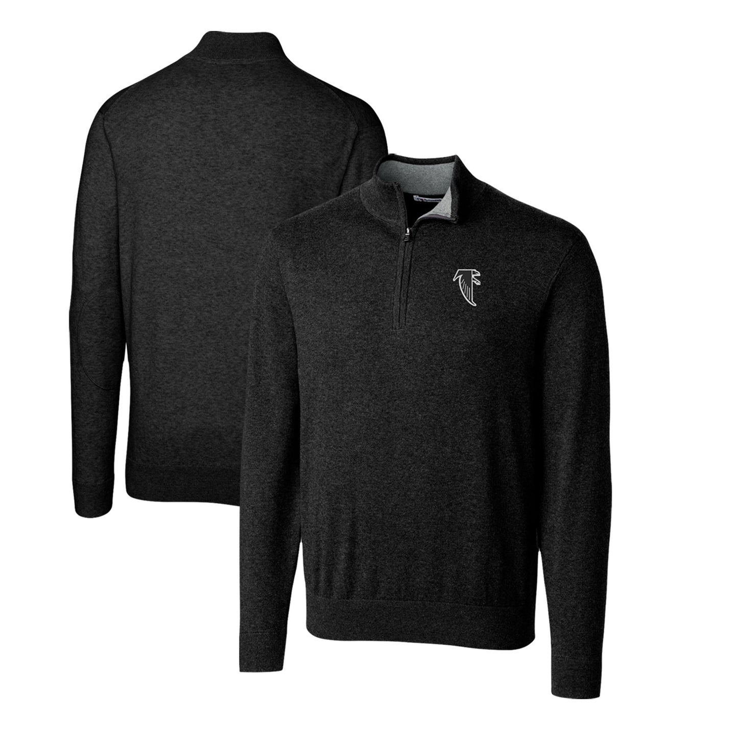 Men's Cutter & Buck Black Atlanta Falcons Throwback Logo Lakemont Tri-Blend Quarter-Zip Pullover Sweater