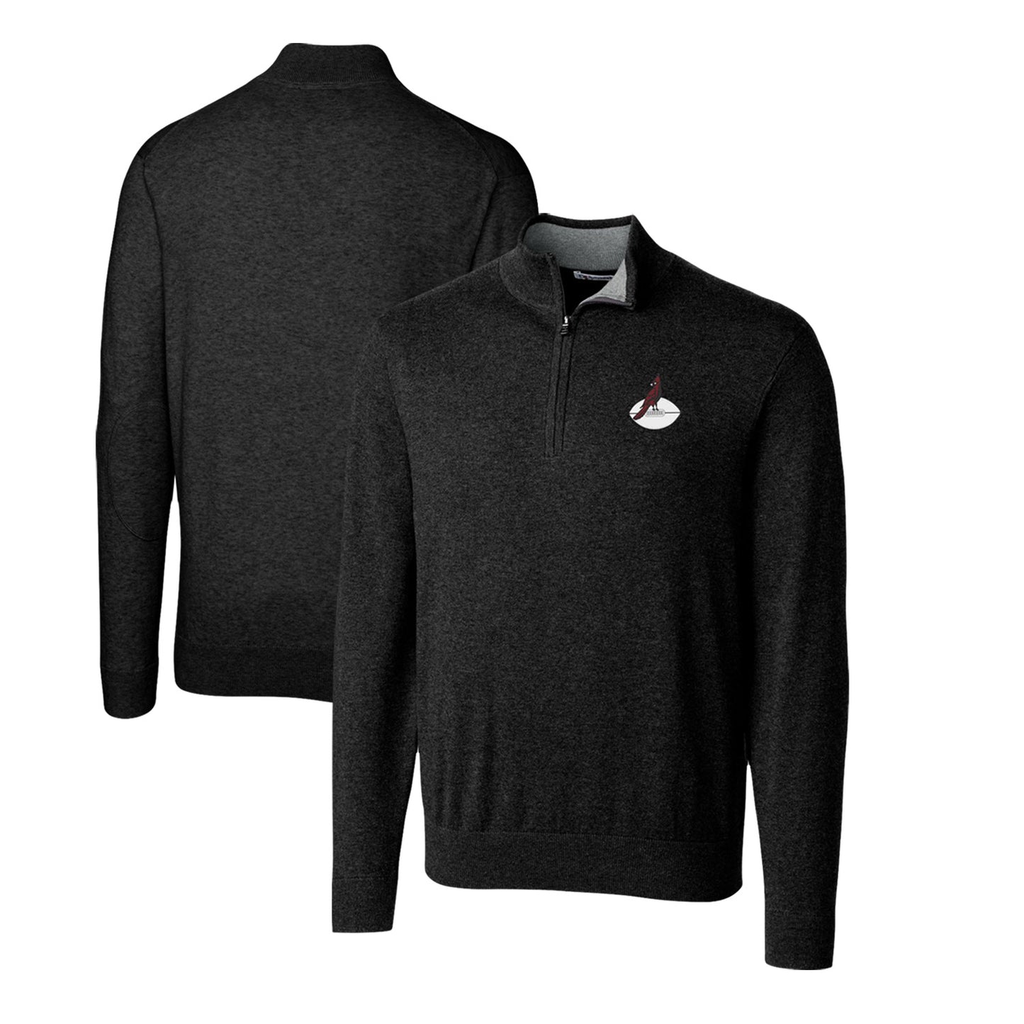 Men's Cutter & Buck Black Arizona Cardinals Throwback Logo Lakemont Tri-Blend Quarter-Zip Pullover Sweater