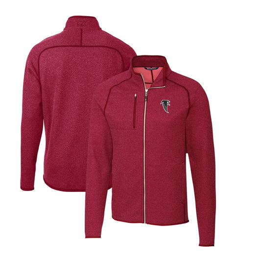 Men's Cutter & Buck Red Atlanta Falcons Mainsail Sweater-Knit Full-Zip Jacket