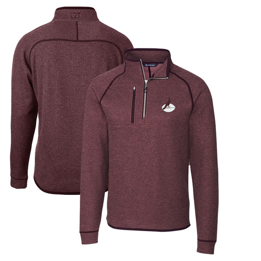 Men's Cutter & Buck Burgundy Arizona Cardinals Throwback Logo Mainsail Sweater-Knit Half-Zip Pullover Jacket