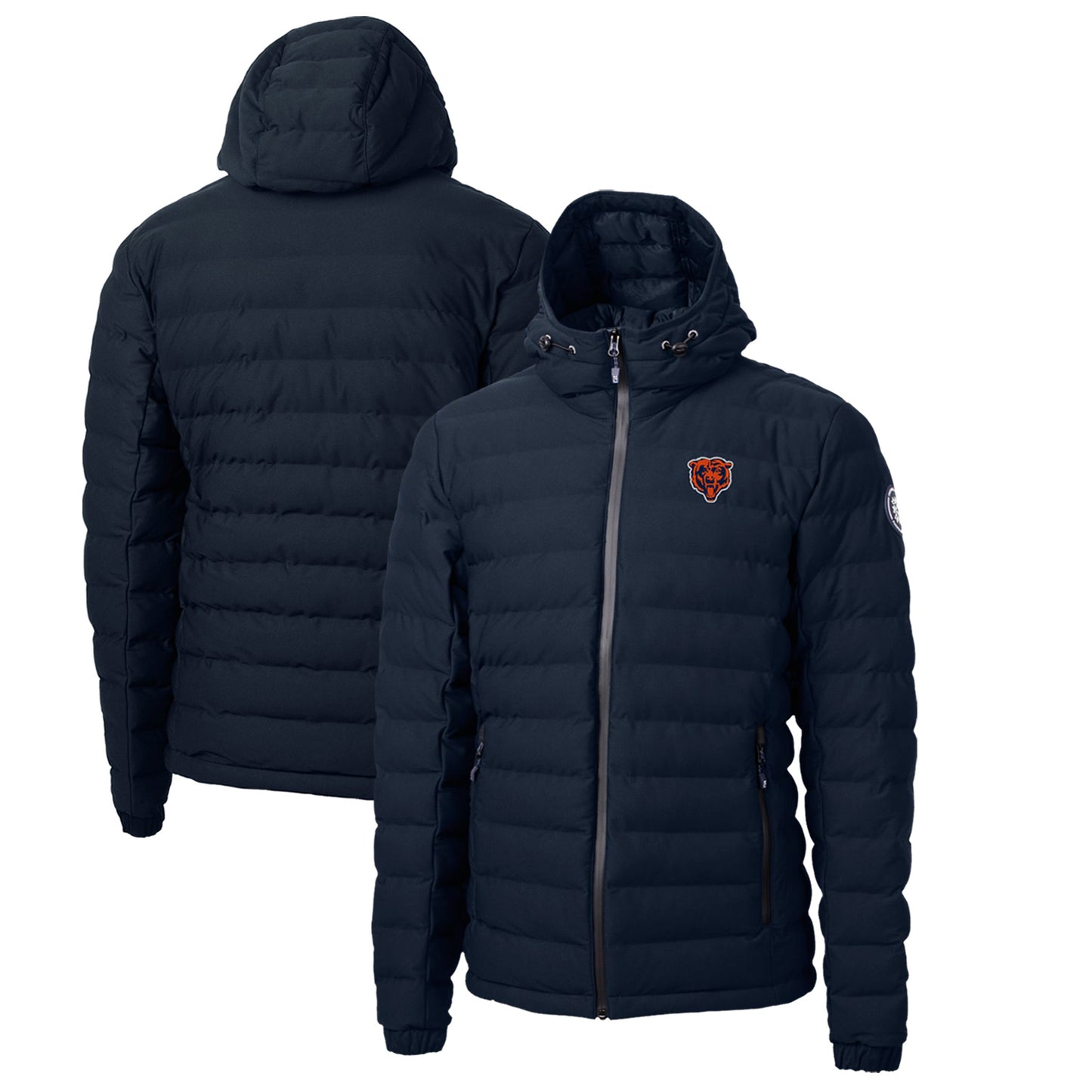 Men's Cutter & Buck Navy Chicago Bears Throwback Logo Mission Ridge Repreve Eco Insulated Puffer Full-Zip Jacket