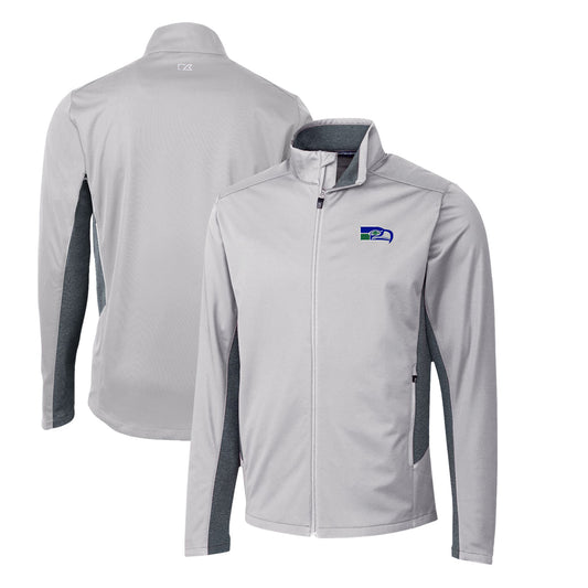 Men's Cutter & Buck Gray Seattle Seahawks Throwback Logo Navigate Softshell Full-Zip Jacket