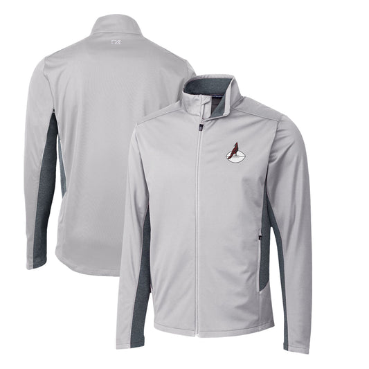 Men's Cutter & Buck Gray Arizona Cardinals Throwback Logo Navigate Softshell Full-Zip Jacket