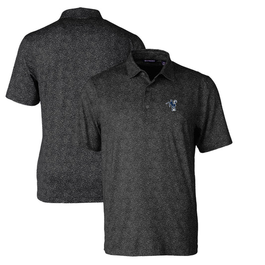 Men's Cutter & Buck Black Indianapolis Colts Throwback Logo Pike Constellation Stretch Polo