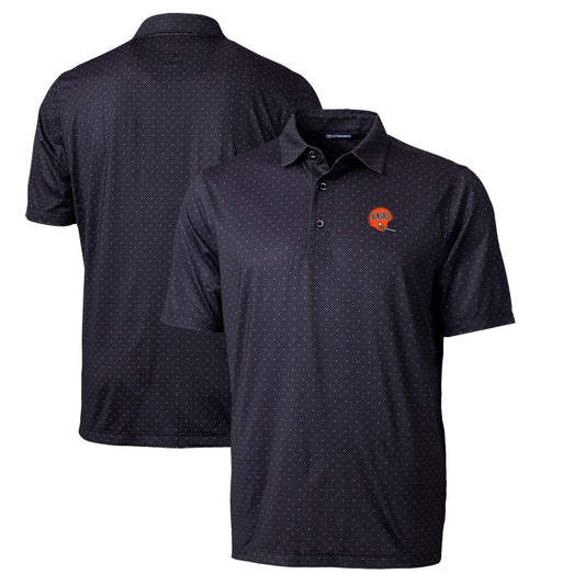 Men's Cutter & Buck Black Cincinnati Bengals Throwback Logo Pike Double Dot Print Stretch Polo