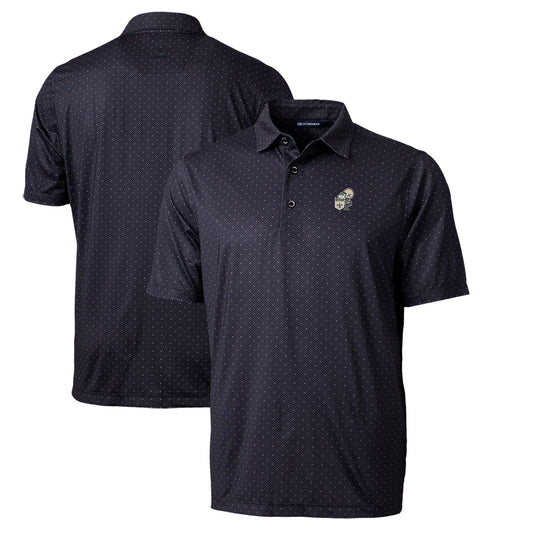 Men's Cutter & Buck Black New Orleans Saints Throwback Logo Pike Double Dot Print Stretch Polo