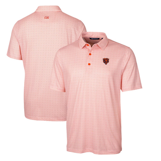 Men's Cutter & Buck Orange Chicago Bears Throwback Logo Pike Double Dot Print Stretch Polo