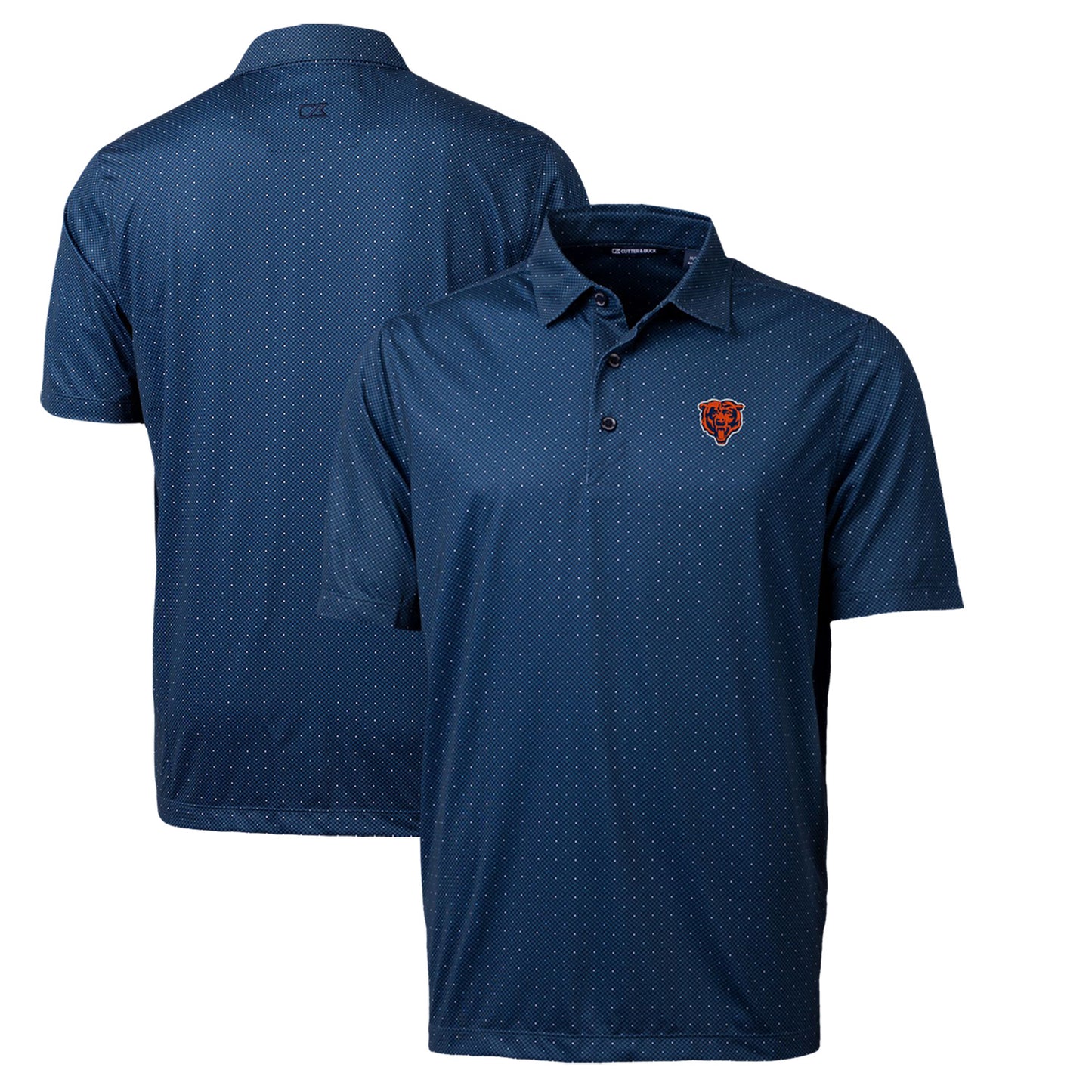 Men's Cutter & Buck Navy Chicago Bears Throwback Logo Pike Double Dot Print Stretch Polo