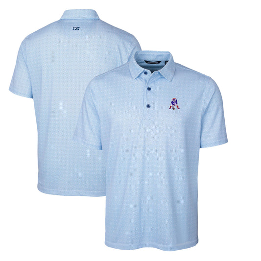 Men's Cutter & Buck Royal New England Patriots Throwback Logo Pike Double Dot Print Stretch Polo