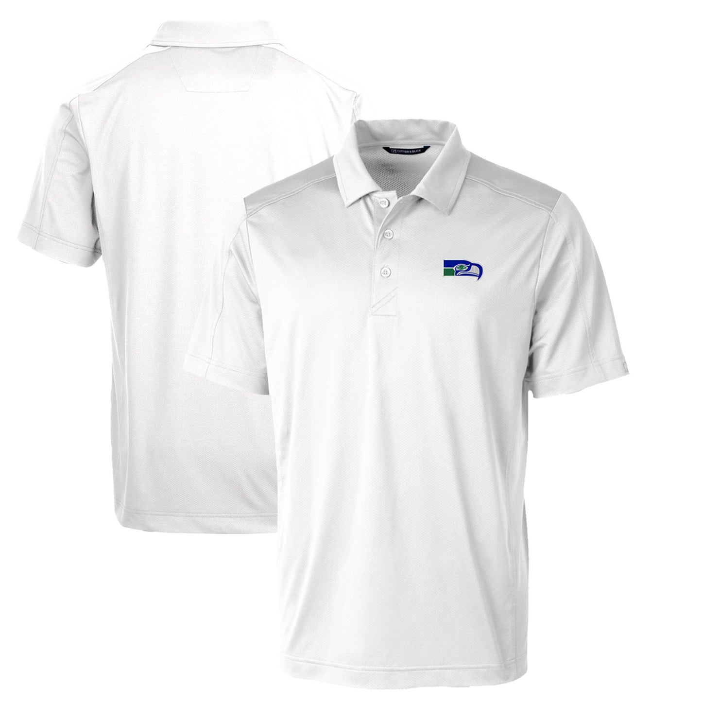 Men's Cutter & Buck White Seattle Seahawks Throwback Logo Prospect Textured Stretch Polo