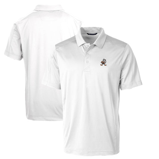 Men's Cutter & Buck White Cleveland Browns Throwback Logo Prospect Textured Stretch Polo